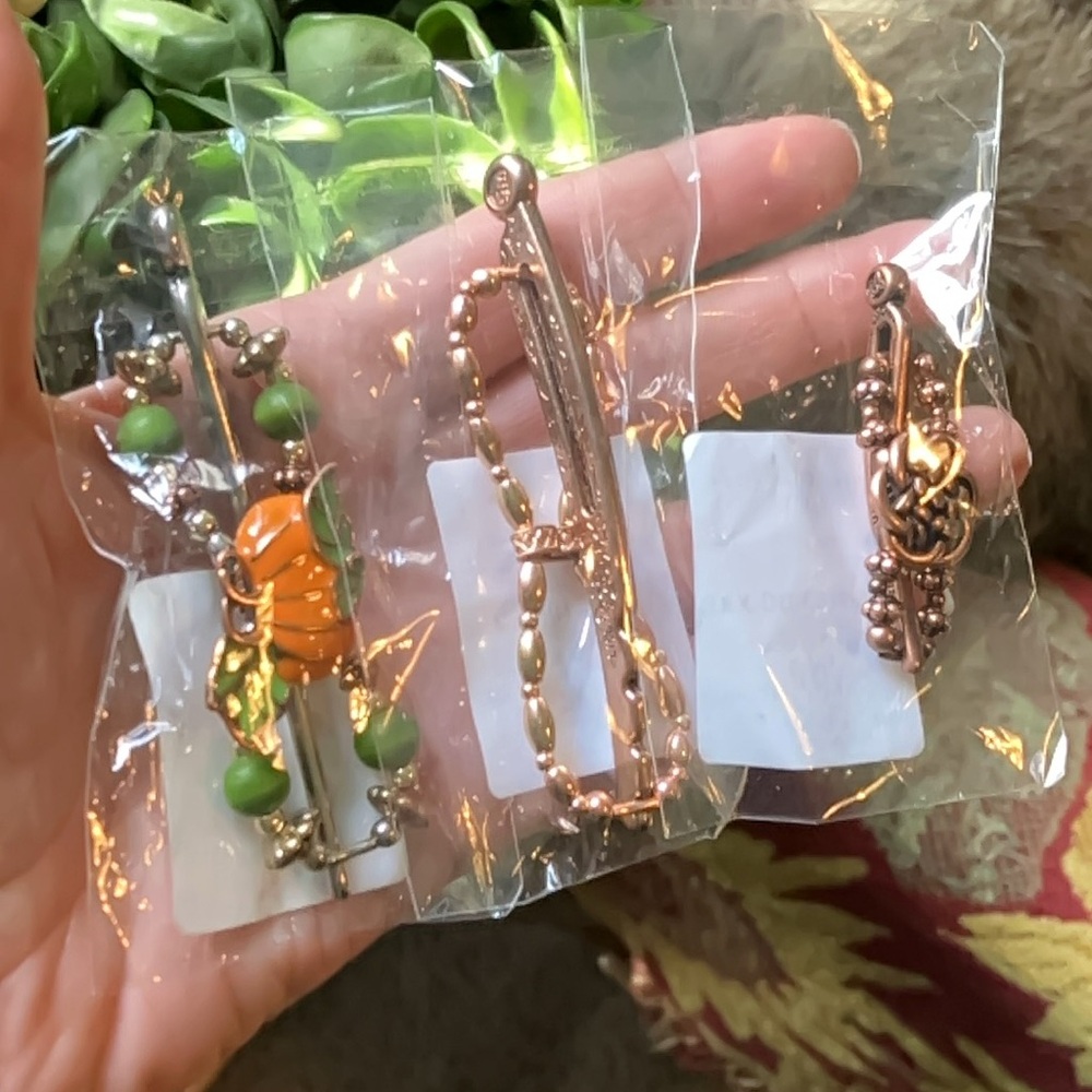 Set of 3 Lilla Rose Flexi Clips in XXS & SM Autumn Pumpkin Copper Celtic Rose - Picture 5 of 5